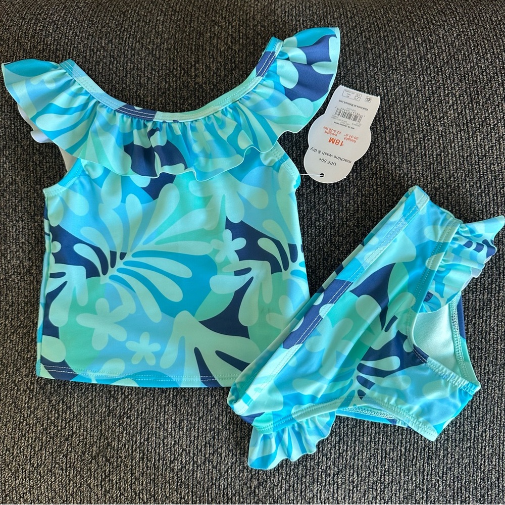 Wonder Nation girls tankini swimsuit 2 piece tropical set